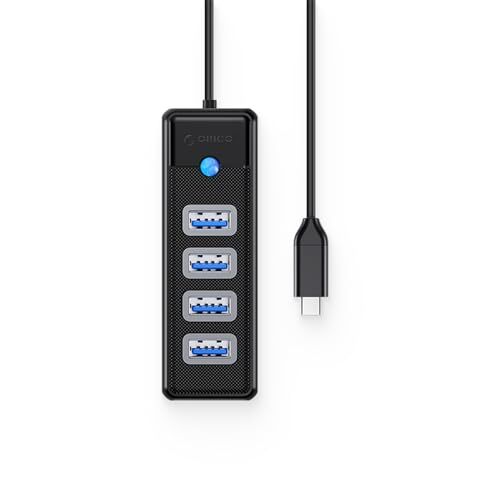 Type-C to USB-A 3.0 4 Portlu Ultra Slim USB Çoğaltıcı Hub, Siyah