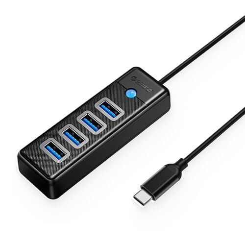 Type-C to USB-A 3.0 4 Portlu Ultra Slim USB Çoğaltıcı Hub, Siyah