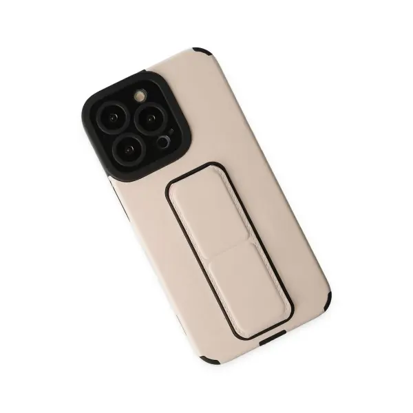 Apple iPhone 13 Pro Kılıf Mega Standlı Silikon - Gold