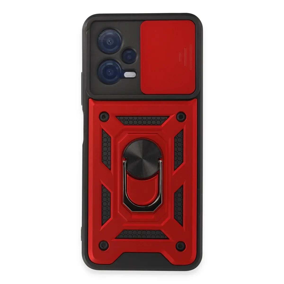 Xiaomi Redmi Note 12 5G Kılıf Pars Lens Yüzüklü Silikon - Kırmızı