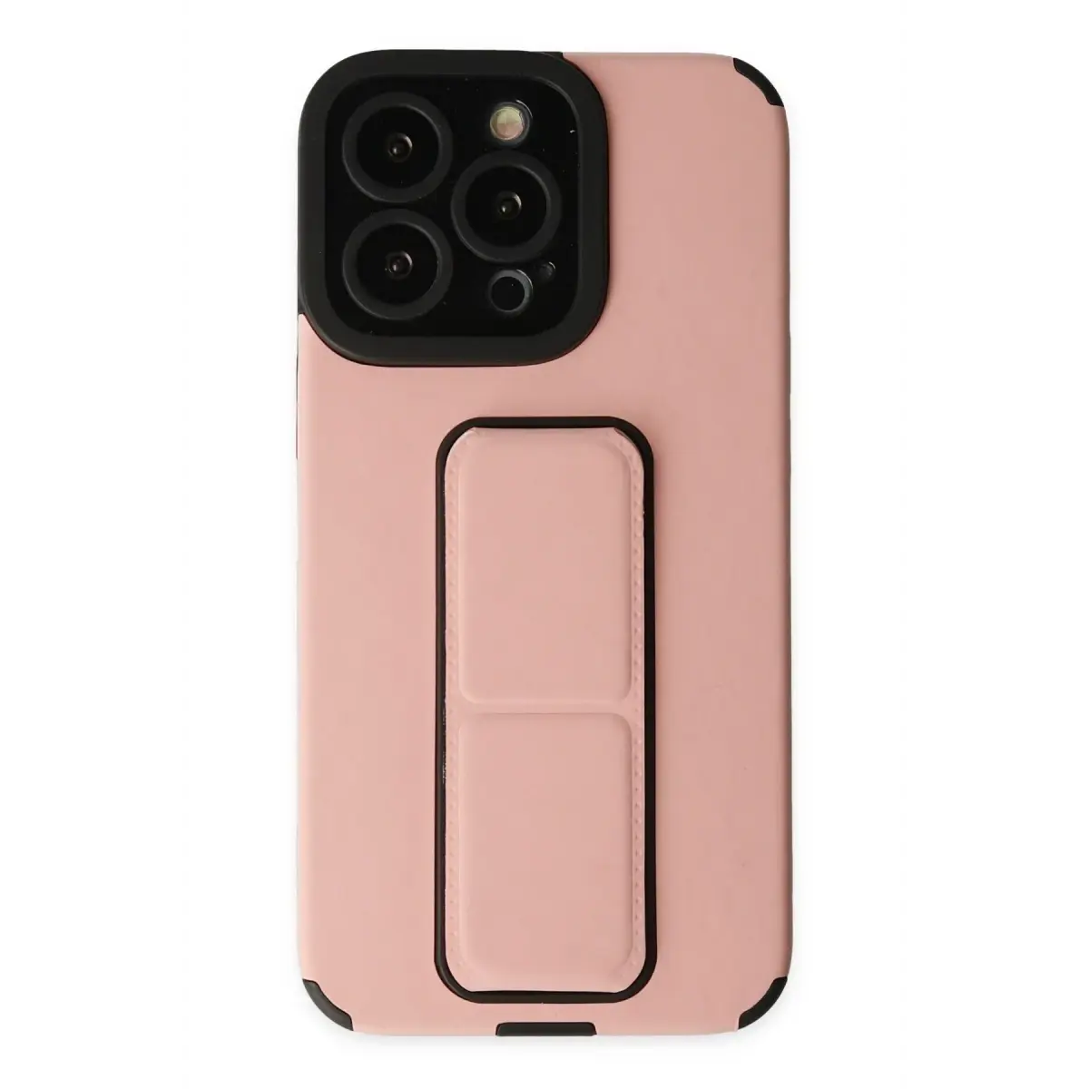 Apple iPhone 13 Pro Kılıf Mega Standlı Silikon - Pudra