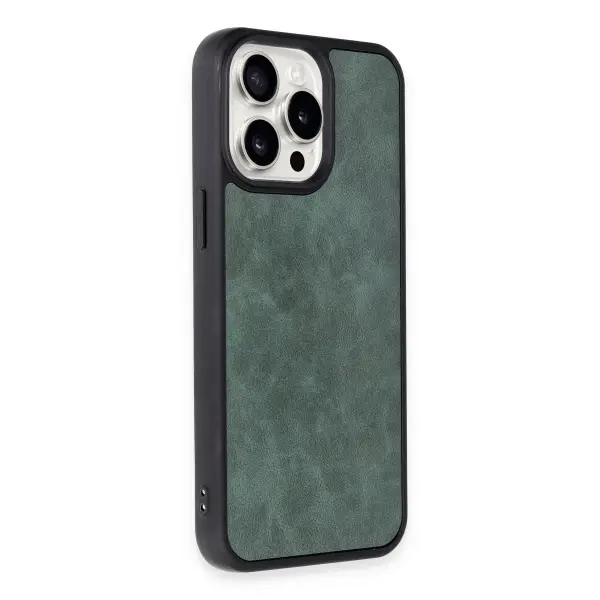 Apple iPhone 15 Pro Max Kılıf Aras Deri Kapak - Koyu Yeşil