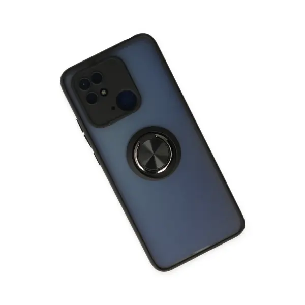 Xiaomi Poco C40 Kılıf Montreal Yüzüklü Silikon Kapak - Siyah