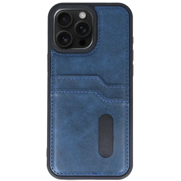Apple iPhone 15 Pro Max Kılıf Sara Kartvizitli Deri Kılıf - Lacivert