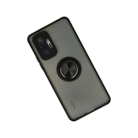 Xiaomi Redmi Note 10 Pro Kılıf Montreal Yüzüklü Silikon Kapak - Siyah
