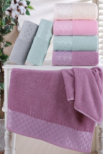 İlya 6'lı 50x90 cm Renkli El ve Yüz Havlu Seti