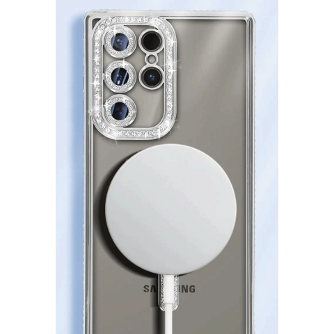 Samsung Galaxy S25 Ultra Kılıf Joke Simli Magneticsafe Kılıf - Pembe