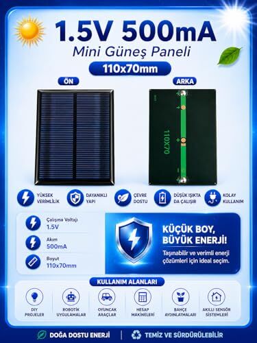 500mA Güneş Paneli - Solar Panel, 110x70 mm, 1.5V