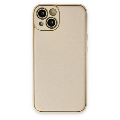 Apple İphone 14 Plus Kılıf Coco Deri Silikon Kapak - Gold