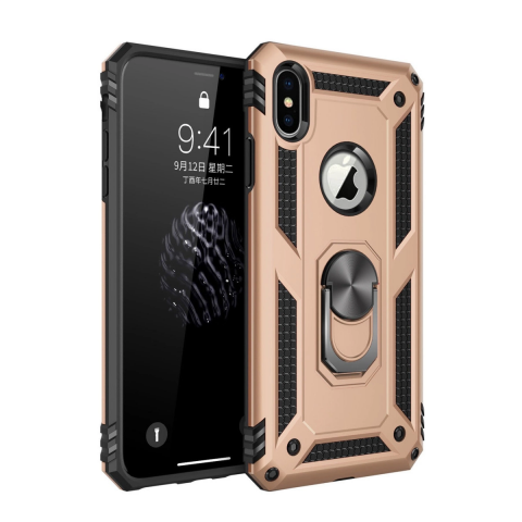 Apple İphone X Kılıf Sofya Yüzüklü Silikon Kapak - Gold
