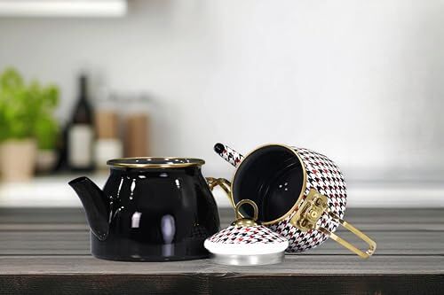 Forte Black Gold Model Emaye Çaydanlık