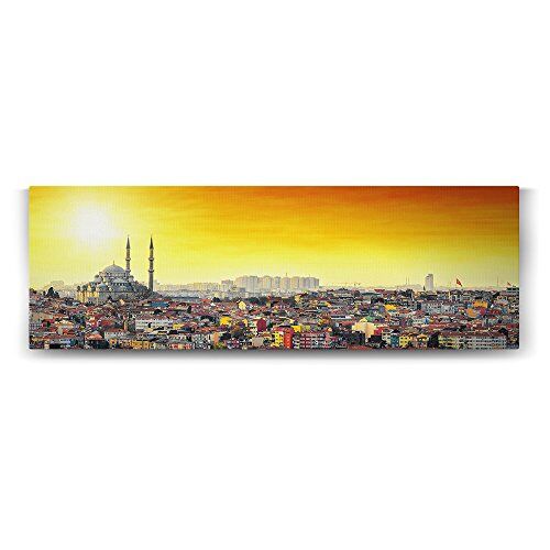 İstanbul Renkli Evler Panorama Tablosu - 210x70 cm