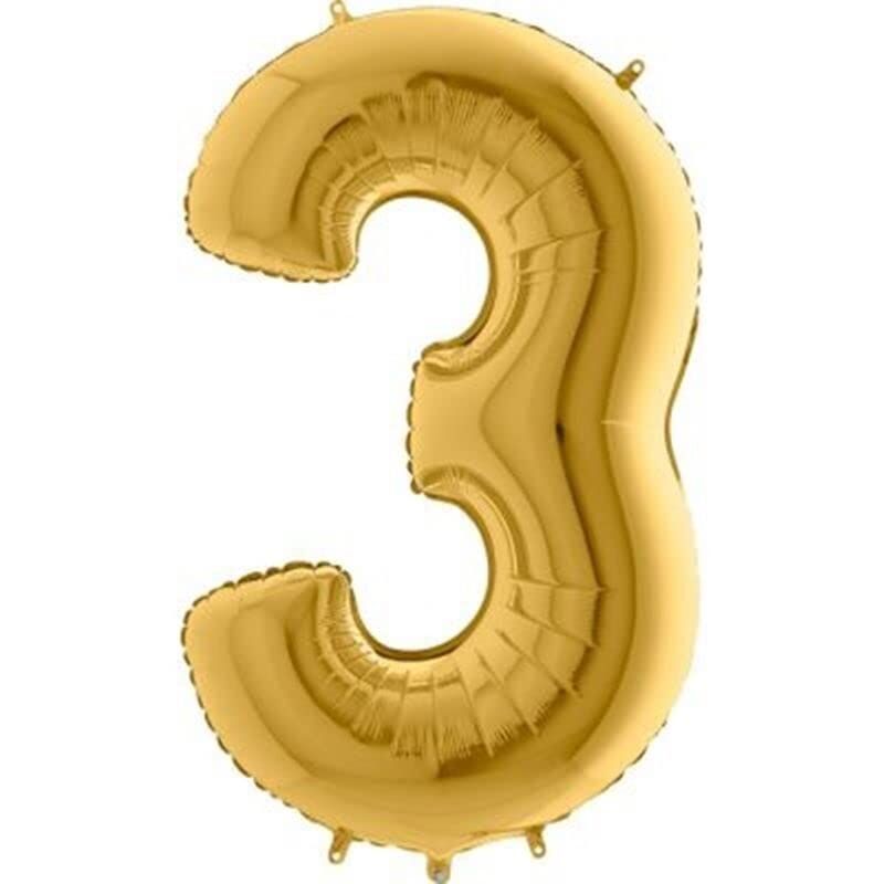 3 Rakaml ı 16 İnç Gold Renk Folyo Balon 36 CM (Altın)