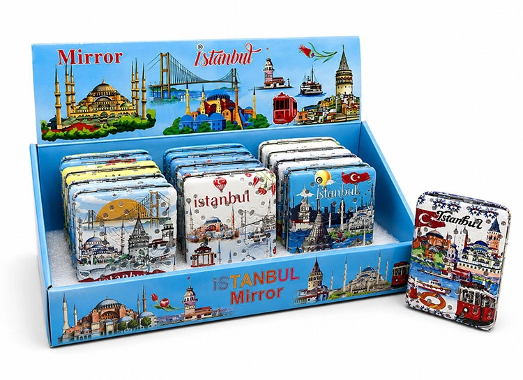 Taşlı İstanbul Temalı Kalın El Aynası Alk5822