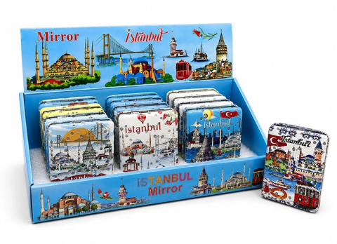 Taşlı İstanbul Temalı Kalın El Aynası Alk5822