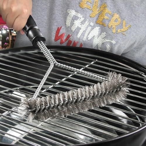 Mangal Barbekü Temizleme Fırçası, BbQ Temizleyici, Mangal Fırçası, 2'si 1 Arada Paslanmaz Çelik Kıvırma Mangal Fırça Seti
