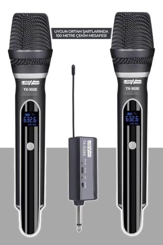 TX-102EE şarjlı çiftli Uhf kablosuz el mikrofonu seti