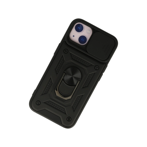 Apple İphone 15 Kılıf Pars Lens Yüzüklü Silikon - Siyah