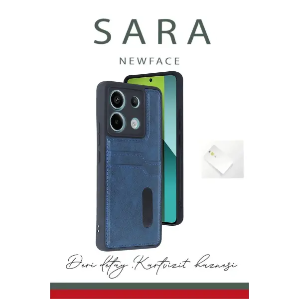 Xiaomi Redmi Note 13 Pro 4G Kılıf Sara Kartvizitli Deri Kılıf - Kırmızı