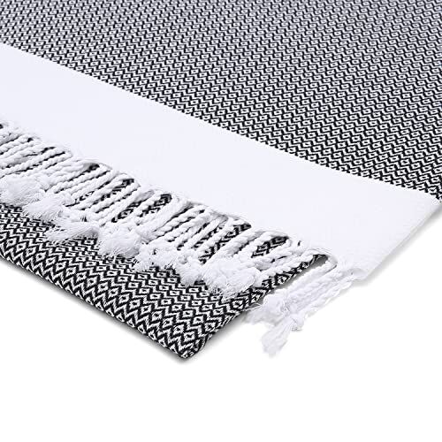 Premium%100 Pamuk Battal Boy Peştemal; 100x180 cm Lüks Plaj Havlusu, Hızlı Kuruyan Kum Tutmaz Şezlong Havlusu, Hafif Seyahat (1, siyah)