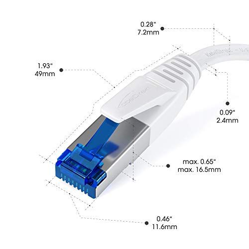 Düz Lan Kablosu 10Gbit/s, 2m, CAT7, RJ45, Beyaz