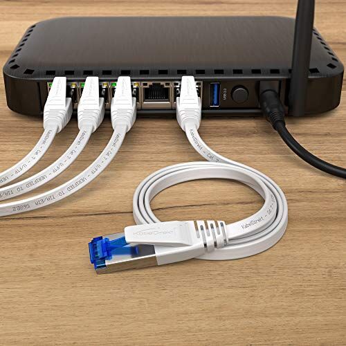 Düz Lan Kablosu 10Gbit/s, 2m, CAT7, RJ45, Beyaz