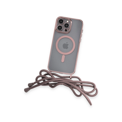 Apple İphone 12 Pro Max Kılıf Divo Lazer Askılı Magsafe Kapak - Pembe