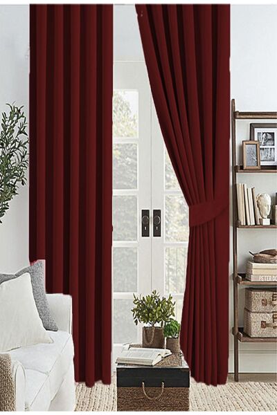 Bordo Kalın Güneşlik Blackout Karartma Fon Perde Düz Dikim 230 x 200