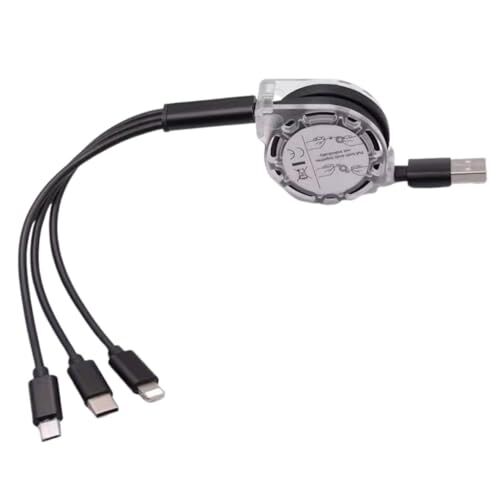 0260 Usb To Type-C Micro Usb Lightning Çoklu Şarj Kablosu Universal Makaralı 3'ü 1 Arada