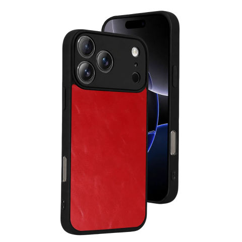 Apple İphone 17 Pro Aras Deri Kapak - Kırmızı