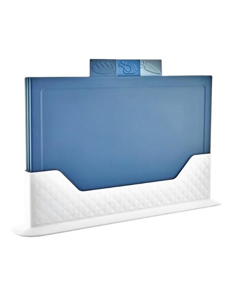 4 Parça Plastik Kesme Tahtası Seti, Standlı, Renkli, 3 Adet, 31x20 cm