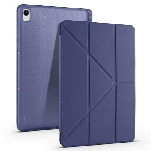 Galaxy Tab S11 ile Uyumlu Tri Folding Kalem Bölmeli Standlı Tablet Kılıfı, Lacivert