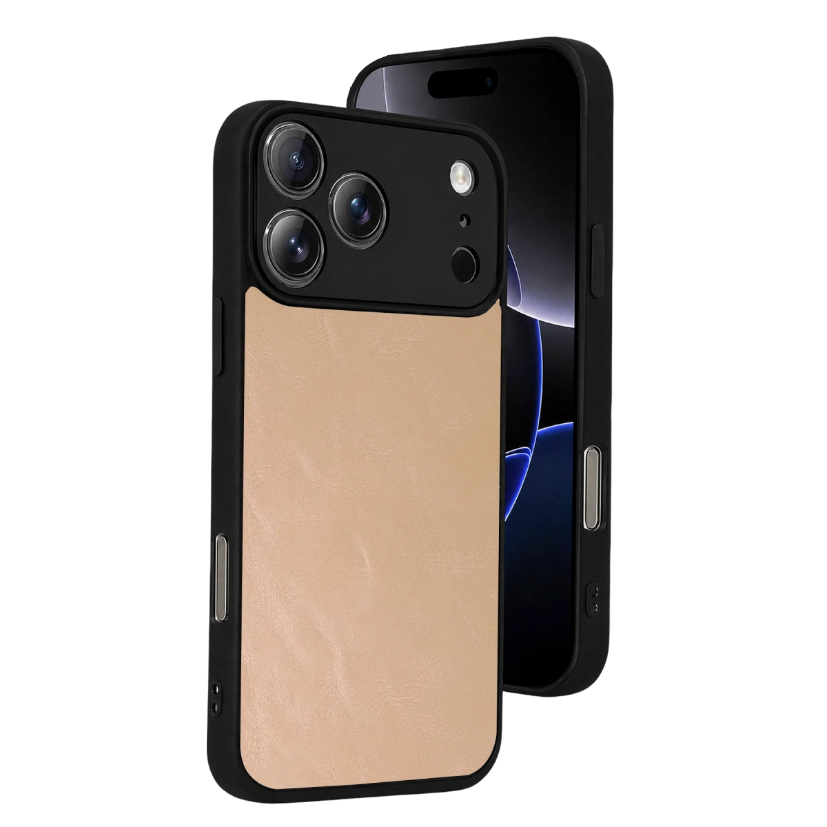 Apple İphone 17 Pro Aras Deri Kapak - Pudra