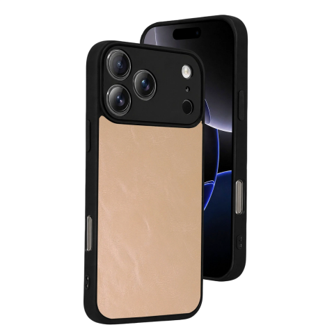 Apple İphone 17 Pro Aras Deri Kapak - Pudra