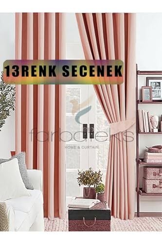 Pudra Gülkurusu Pembe Kalın Güneşlik Blackout Kararma Fon Perde Düz Dikim 500 x 250