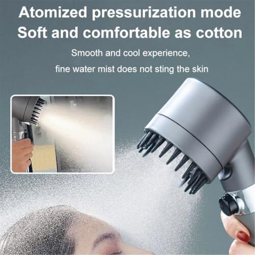 Duş Başlığı Masajlı Uçlu, Massage Handshower, Su Stop Tuşlu, Filtreli 3 Fonksiyonlu El Duş, %30 Su Tasarruflu Handshower