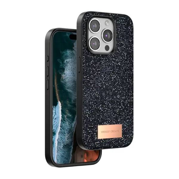 Onegif Apple iPhone 14 Pro Max Bright Simli Kapak - Siyah