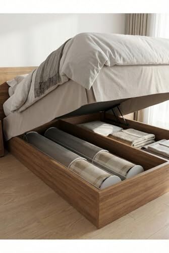 Pencereli Halı Hurcu, Gri Çizgili, Fermuarlı, Toz Geçirmez Organizer, Büyük Kapasiteli Saklama Torbası (1 Adet) (6m² 38x210 Cm)