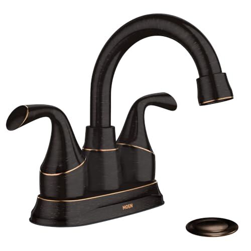 84115BRB 84115 İki Saplı Centerset Banyo Lavabo Bataryası, Drenaj Montajlı, Akdeniz Bronz
