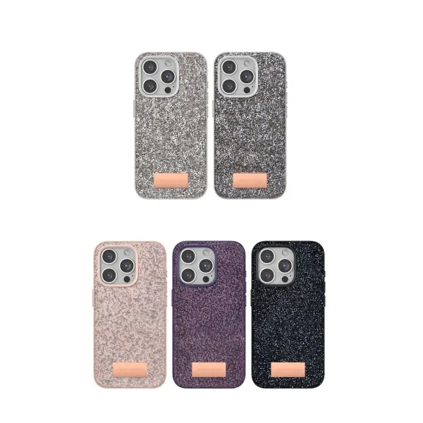 Onegif Apple iPhone 15 Pro Bright Simli Kapak - Pembe