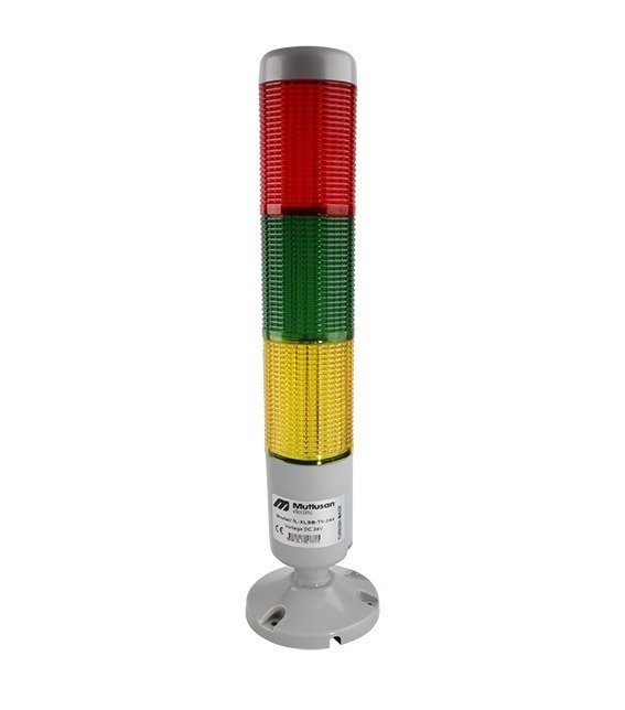 Mutlusan T5 Serisi 3 Kat Işıklı Kolon Flaşörlü Buzzer 24Vdc 129 087 000317