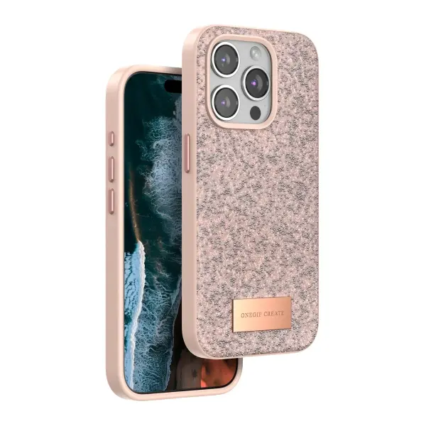 Onegif Apple iPhone 15 Pro Max Bright Simli Kapak - Pembe