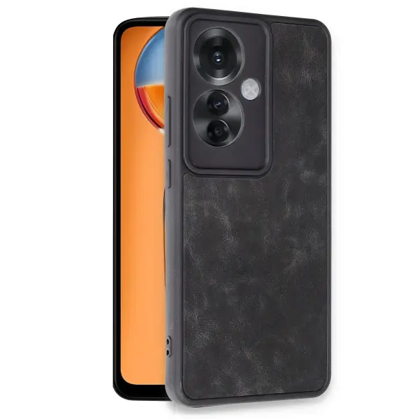 Oppo Reno 11F Kılıf Aras Deri Kapak - Siyah
