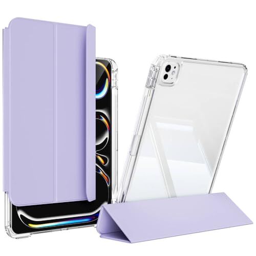 Apple ile uyumlu iPad Pro 13 2024 magnetik, ayrılabilen, airbagli lavender tablet kılıfı