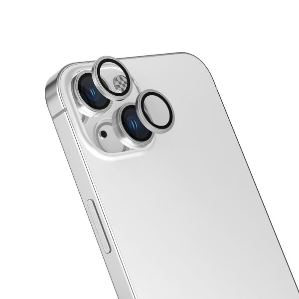 Apple iPhone 13 Uyumlu Mikro Kamera Lens Koruyucu, Gümüş