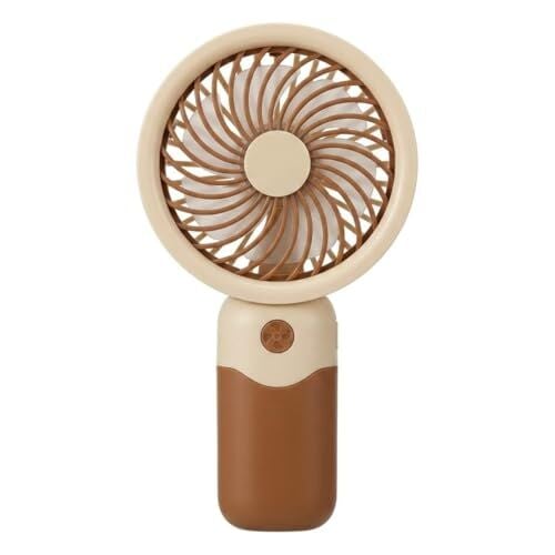 USB Şarjlı 15 cm Kahverengi 3 Mini-Fan Taşınabilir El Fanı, Kademeli Hız, Masaüstü Standlı, 3 Kademeli Hız Ayarlı