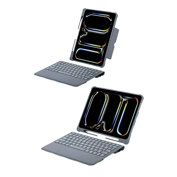 Apple T5510D iPad Pro 13 (2024) Kılıf Palermo Ledli Klavyeli Standlı Tablet Kılıfı - Siyah