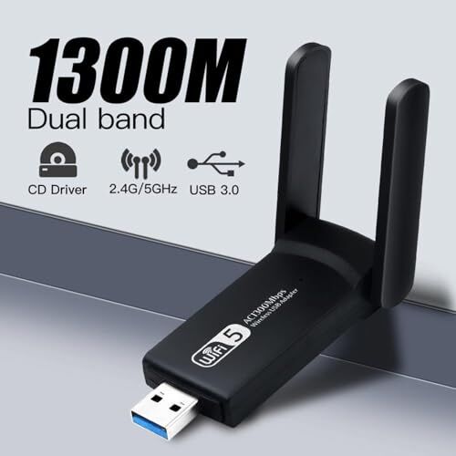 1300Mbps Wireless Adaptör WiFi Ağ Kartı Masaüstü Bilgisayar PC ile Uyumlu Realtek Rtl 8812BU USB3.0 WiFi Adaptör, 2.5G 5G 5.8G Wireless Adaptör, USB WiFi Alıcı USB 1.1,2.0,3.0 (AC1300)