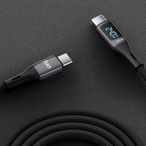 240W Dijital LED Ekranlı E-Mark Çipli PD 3.1 USB Type-C to Type-C Hızlı Şarj ve Veri Kablosu 1 Metre