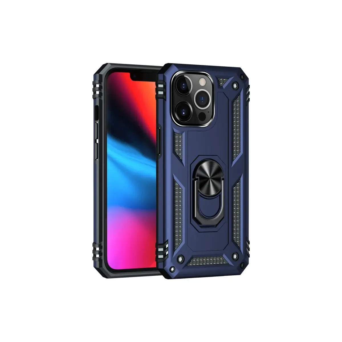 Apple iPhone 13 Pro Max Kılıf Sofya Yüzüklü Silikon Kapak - Lacivert